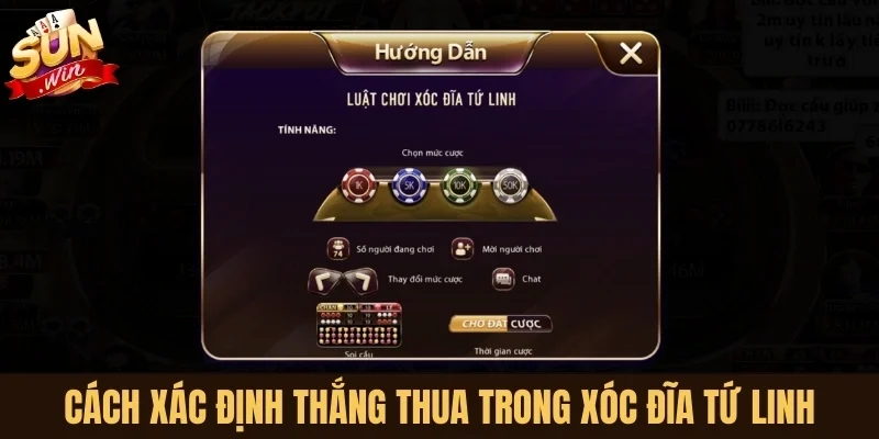 Cách xác định thắng thua trong Xóc đĩa tứ linh